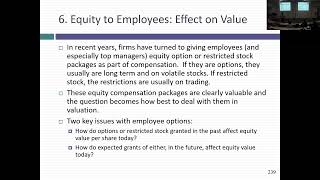 Session 13 Val MBAs Stockbased Compensation and Story Telling in Valution [upl. by Todd]