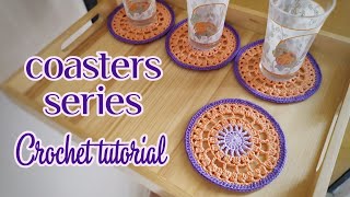 Crochet Coasters Tutorial For Beginner  Merajut Tatakan Gelas Untuk Pemula [upl. by Edette]