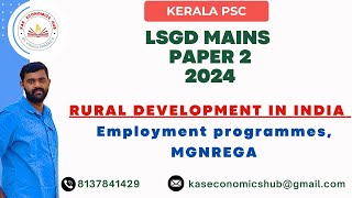 LSGD Mains Paper 2 Rural Development in India Employment Policies MGNREGA lsgd kpsc paper2 [upl. by Carmencita]