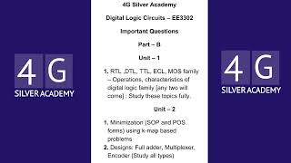 Digital Logic Circuits EE3302 Important Questions for semester 3 Anna University Exam Feb 2024 [upl. by Odnamla857]