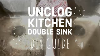 How to UNCLOG a kitchen DOUBLE SINK with Garbage Disposal EASY and CHEAP NO HARSH CHEMICALS NEEDED [upl. by Francklin767]