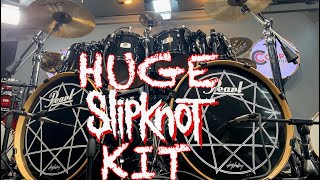 HUGE SLIPKNOT DRUM SET  10 Piece Pearl Joey Jordison Kit [upl. by Antonetta]