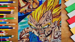 Drawing Goku vs Vegeta Part3  Dragon Ball Super  Goku vs Majin Vegeta animeart dragonball [upl. by Ahsaenat]