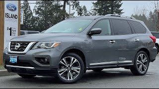 2019 Nissan Pathfinder Platinum  Moonroof Trailer Hitch 4WD Review  Island Ford [upl. by Ahsin65]