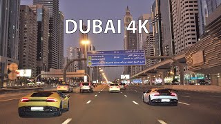 Dubai 4K  Driving Downtown  Skyscraper Sunset [upl. by Eseryt167]