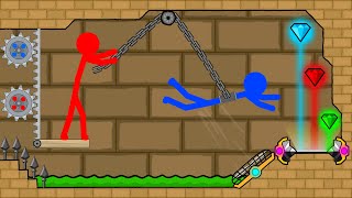 Watergirl and Fireboy Stickman animation Light Temple Diamond Parkour 2 [upl. by Eerual]