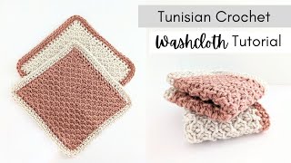 Easy Tunisian Crochet Washcloth Using the Honeycomb Stitch  Free Washcloth Pattern [upl. by Aratihc]