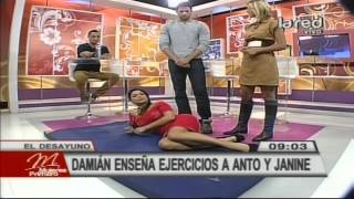 Damián Bodenhöfer enseña ejercicios a Antonella Ríos y Janine Leal [upl. by Sivrahc]