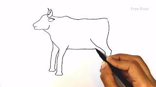 How to draw a Cow  Maattu Pongal Easy cow drawing  Animal drawing [upl. by Newg]