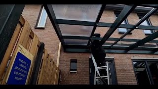 32 polycarbonaat plaat op uitbouw installeren [upl. by Aratal]