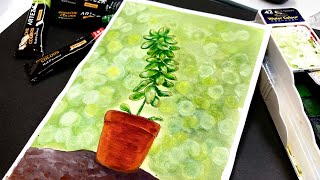 🔴Beginner Gouache Painting tutorial  Jack the Jade Plant [upl. by Yren594]