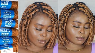 DIY yarn braids on natural hair  Bob box braids using Brazilian wool [upl. by Duff587]