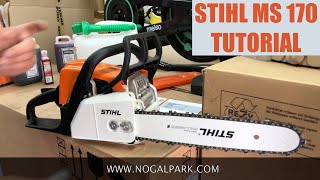 MOTOSIERRA STIHL MS 170 TUTORIAL UNBOXING Y REVIEW TE ENSEÑAMOS COMO ARRANCARLA Y CUIDARLA [upl. by Airekat]