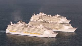 Worlds Three Biggest Cruise Ships Meet At Sea [upl. by Johnsson]