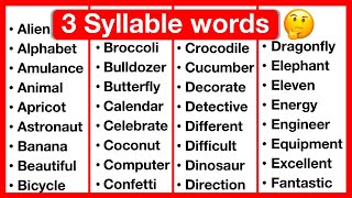 3 Syllable Word List 🤔  Syllables in English  Types of Syllables  Learn with examples [upl. by Siesser]