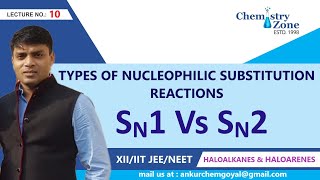 NUCLEOPHILIC SUBSTITUTION UNIMOLECULAR VERSUS NUCLEOPHILIC SUBSTITUTION BIMOLECULAR  SN1 vs SN2 [upl. by Ahsiuqet]