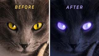 Glow Effect Photoshop  Glowing Cat Eyes in Photoshop Tutorial [upl. by Medrek]