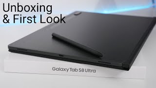 Samsung Galaxy Tab S8 Ultra Unboxing and First Look [upl. by Dnumde]