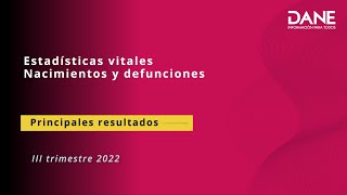 Principales resultados Estadísticas Vitales nacimientos y defunciones III trimestre 2022 [upl. by Atinus]