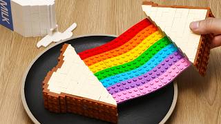 Eating RAINBOW Grilled Cheese Sandwich LEGO Food Challenge 🥪🌈 LEGO Breakfast Recipe [upl. by Burnaby]