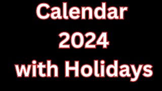 Calendar 2024 with Holidays  Kalendar 2024  All festival with holidays 2024  New Calendar 2024 [upl. by Telford]