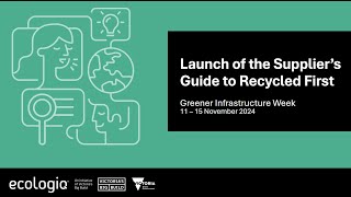 Launch of the Suppliers Guide to Recycled First [upl. by Huntington]