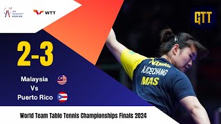 Epic battle between Malaysia and Puerto Rico at the World Team Table Tennis Championships 2024 [upl. by Alletniuq]