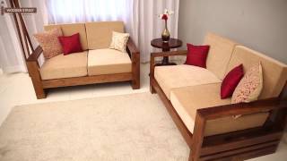 2 seater Sofa – Shop Winster 2 seater Wooden Sofa online Teak Finish – Wooden Street [upl. by Rausch90]