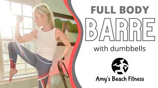 Body Toning BARRE Workout with Dumbbells A pure barre workout you can do at home [upl. by Ause]