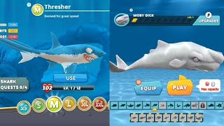 Thresher Vs Moby Dick Hungry Shark World Vs Evolution 007 [upl. by Carena]