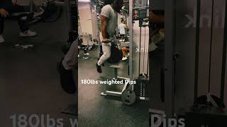 180lbs weighted Dips at 200lb motivation gym movement [upl. by Yellac]