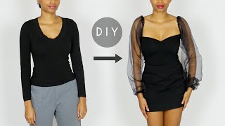 DIY Sheer Puff Sleeves Sweetheart Top Easy Sewing [upl. by Omar]