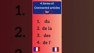 4 Forms of Contracted Articles quotdequot In French shorts [upl. by Aynotal]