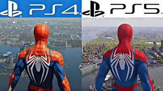 SpiderMan PS4 vs SpiderMan 2 PS5  Graphics amp Gameplay Comparison [upl. by Alhak251]