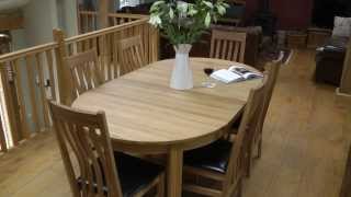 Baltic 110cm  150cm  190cm round extending oak table Winchester chair set from Top Furniture [upl. by Huebner]