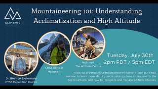 Mountaineering 101 High Altitude amp Acclimatization  CTSS Webinar [upl. by Auhsuj]