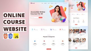 Build a Complete Responsive Online Course LMS Educational Website Using HTML CSS And JavaScript [upl. by Hal902]