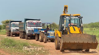 JCB 3dx Eco Loading Mud in TATA Dump Truck  Tata 2518 Truck  Swaraj 744 4wd Tractor [upl. by Gurias]