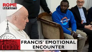 Pope Francis emotional encounter with a migrant who lost his wife amp daughter [upl. by Sharp]