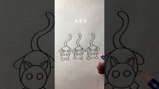 How to draw cats with numbers 6 6 6 [upl. by Accire199]