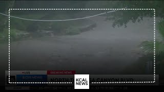 Streets in evacuated Topanga Canyon turns into rushing river [upl. by Nilyak409]