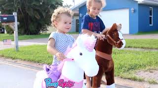 PonyCycle® Toy：Model U 2021  new functions  brake  ride on horse  walking unicorn pink  review [upl. by Aynnek]