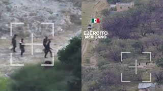 Sicarios huyen de enfrentamiento al ver al Ejército mexicano fue captado por dron de EU [upl. by Isabelita131]