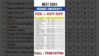 NEET PG DEEMED UNIVERSITY COURSE WISE FEES l MD MS FEES neetpg deemeduniversity [upl. by Trish]