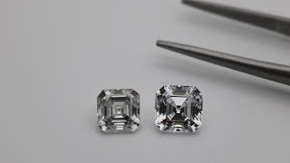 5A White CZ Asscher cut stones VS EF white Moissanite Asscher Cut Gemstones [upl. by Anawk]