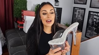 Ashley Unboxes Pleaser Excite601 Clear 6 Inch High Heel Slide On Mule Shoes [upl. by Bergstrom137]