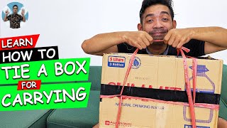 LEARN How To Tie A Box For CARRYING Hand Carry Box  Learn With Putra [upl. by Aihsema]