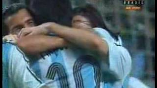 Argentina 4 Peru 0 Riquelme Messi Mascherano [upl. by Dahcir]