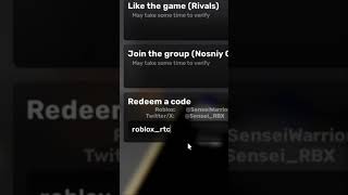 Redeeming New Rivals Codes Roblox roblox rivals [upl. by Orit]