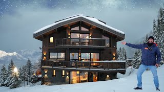 Inside Courchevels Most Luxurious SkiinSkiOut Designer Chalet with indoor pool cinema room etc [upl. by Airotnahs]